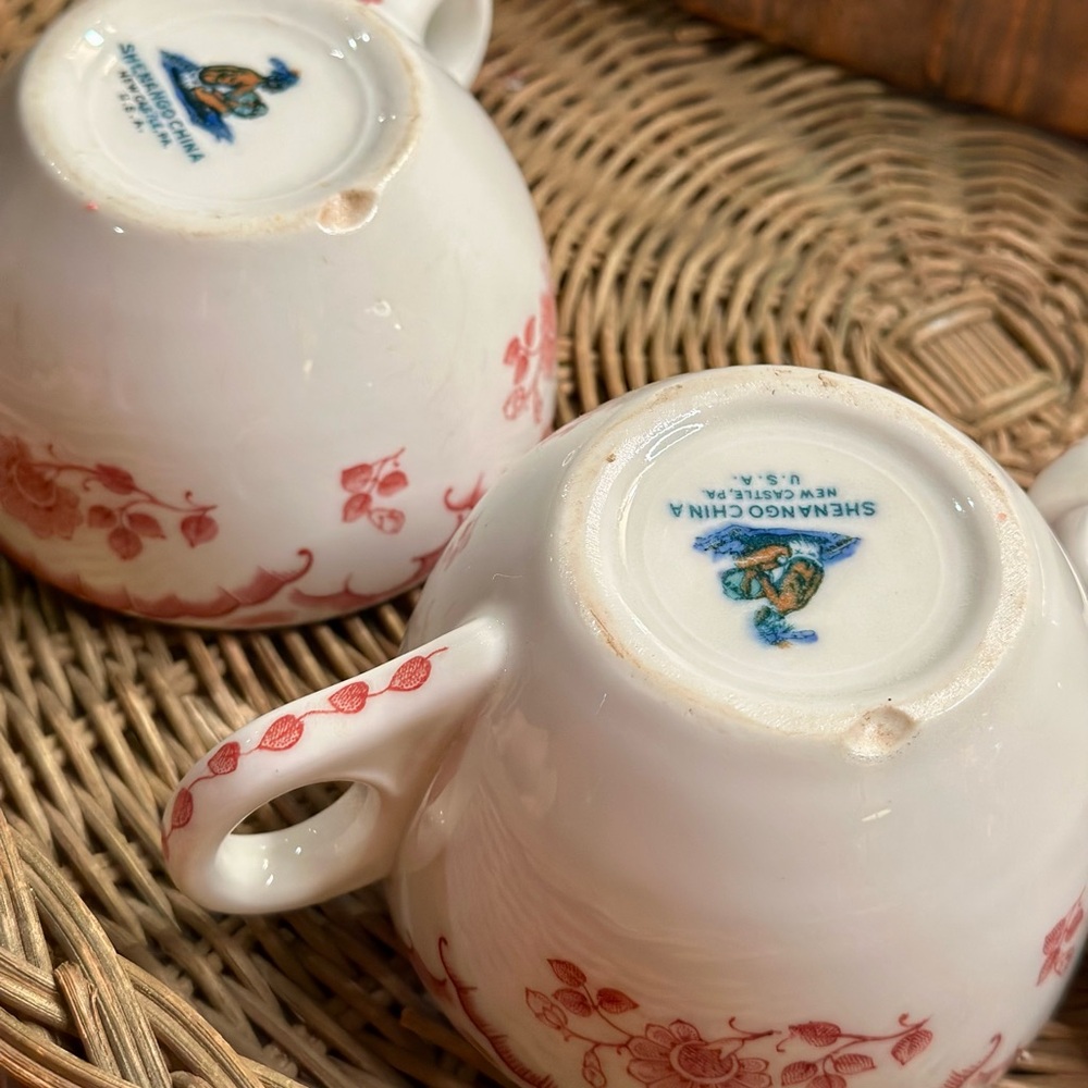 4 Shenango China Restaurant Ware Red Floral, Chardon Rose, Diner Coffee Mugs - Picture 6 of 8
